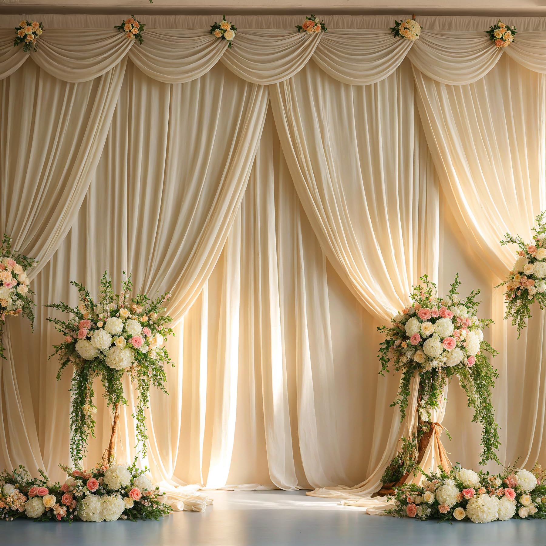 10ft x 10ft Wrinkle Free Beige Backdrop Curtains for Parties, Polyester Photo Backdrop Drapes 2 Panels 5x10ft Cloth for Wedding Birthday Party Photography Background — view 3