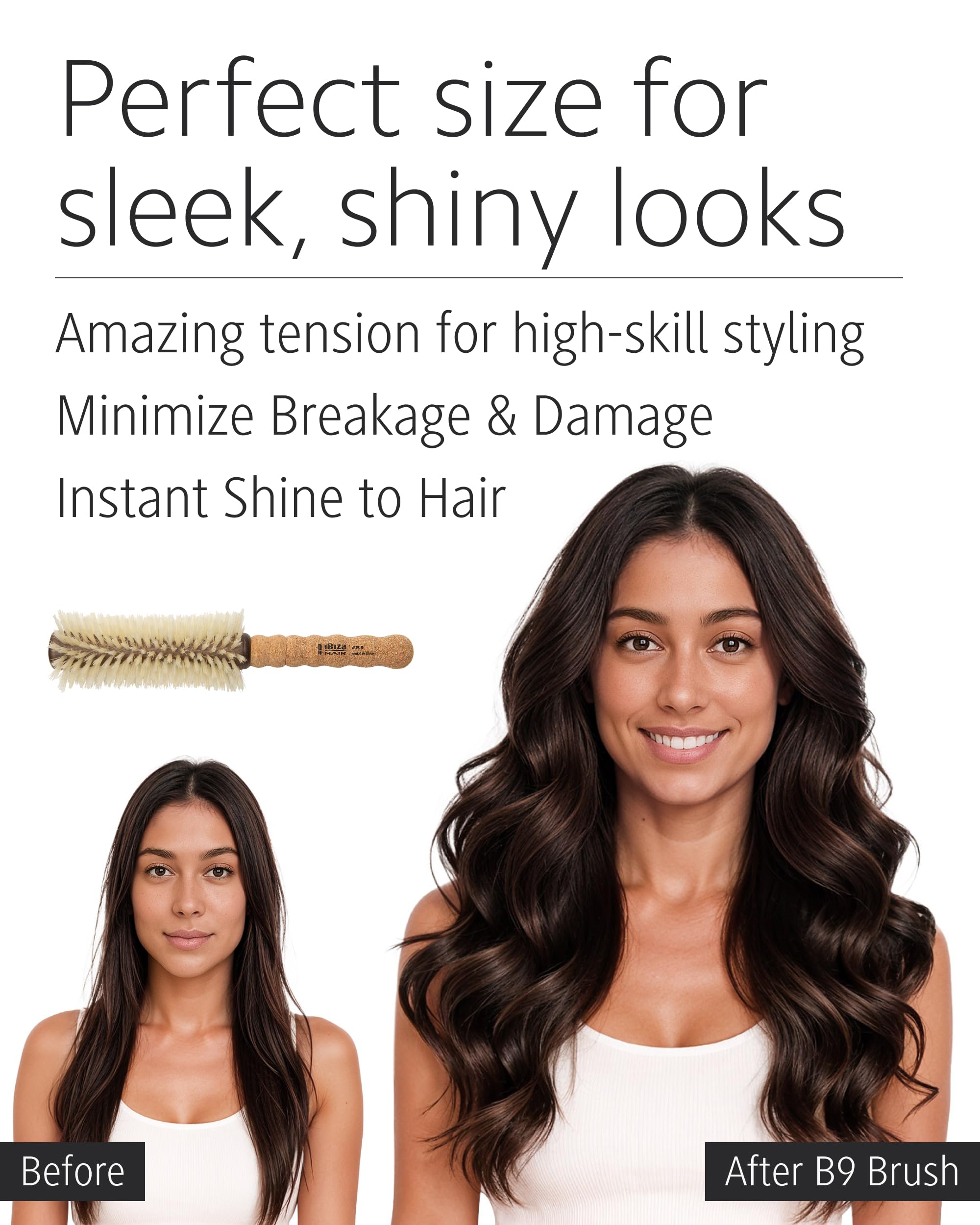 Ibiza Hair Escova B9 redonda para secar | Barril de 65 mm para