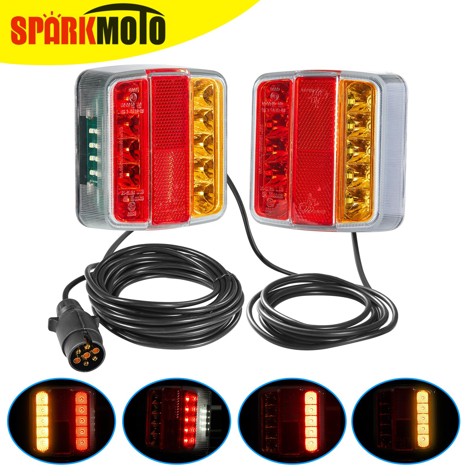 LED Magnetic Trailer Lights, Magnetic Led Trailer Lights With Cable 12V, LED Towing Tail Lights With Magnets Wired 2.5M/7.5M Cable and 7pin Trailer Plug — view 4