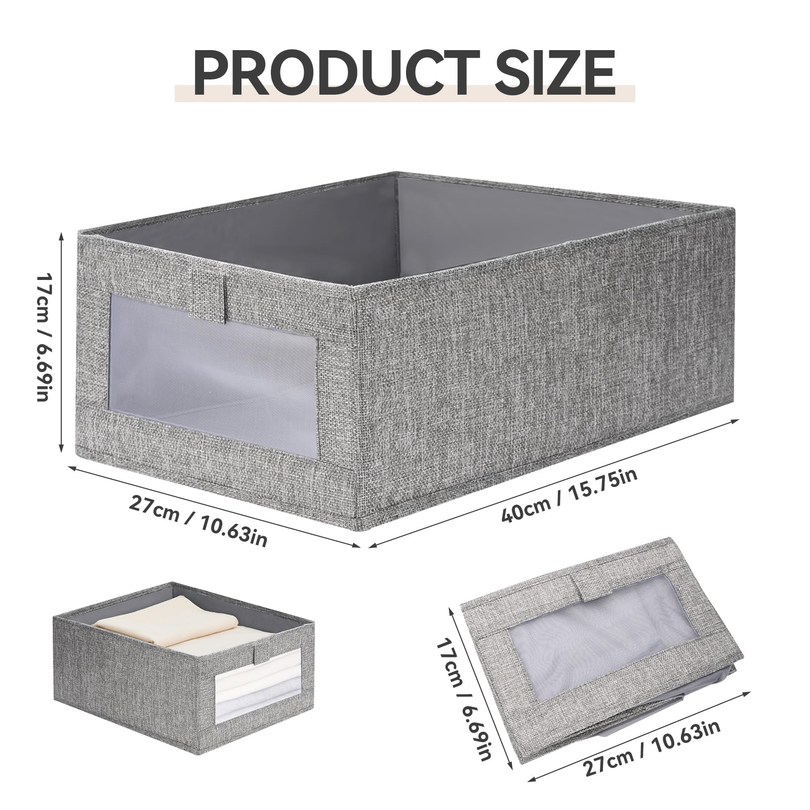 2 Pcs Organizador Armario, Cajas Almacenaje (40 x 27 x 17 cm) Ropa Decorativas Organizadoras Almacenaje y Organización para Cosméticos,Cocina y Juguetes