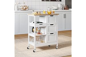 YITAHOME Small Rolling Kitchen Carts with Wheels in Oak Finish