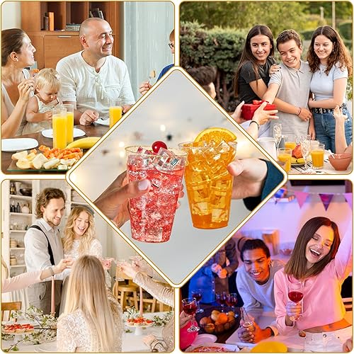 Vista 27 de Vplus Paquete de 150 vasos de plástico transparente reutilizables de 12 onzas, vasos desechables de plástico resistentes para fiestas, Navidad