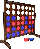 GoSports Giant 4 in a Row Game - 4ft Wide Portable Dark Wood Connect 4 with Carry Bag & Durable Coins