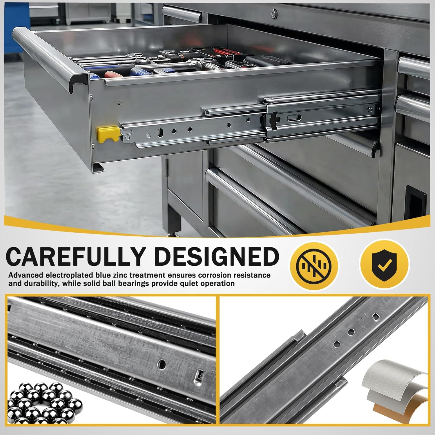 Generic 1 Pair Side Mount Drawer Slides 72inch Length Noiseless 500 LB Capacity Folds Drawer Slides Rails with Lock for Kitchen Office Tool Box Dresser