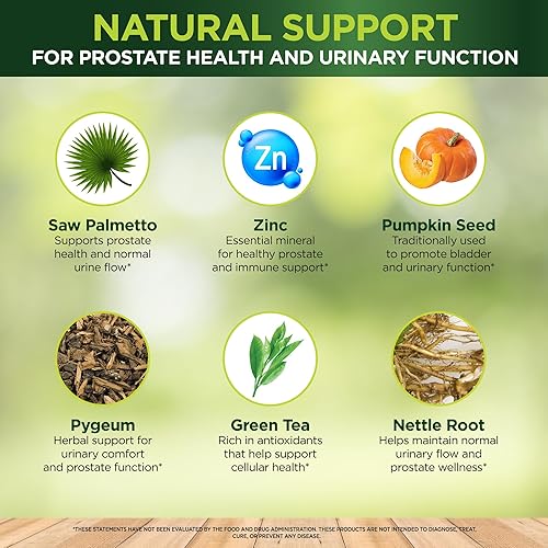Miniatura 5 de Suplementos para la salud de la próstata para hombres  Saw Palmetto para hombres con zinc, pigeo y semillas de calabaza  Suplementos de próstata