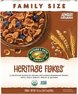 Nature's Path Organic Heritage Flakes Cereal - Ancient Grains, 23g Whole Grains, 5g Protein, 33.5 oz Non-GMO Crunchy Breakfast