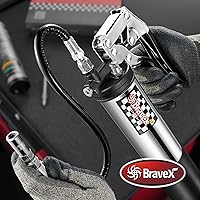 Vista 3 de Bravex - Pistola engrasadora profesional resistente con agarre de pistola, 6000 PSI - Manguera flexible de 457 mm