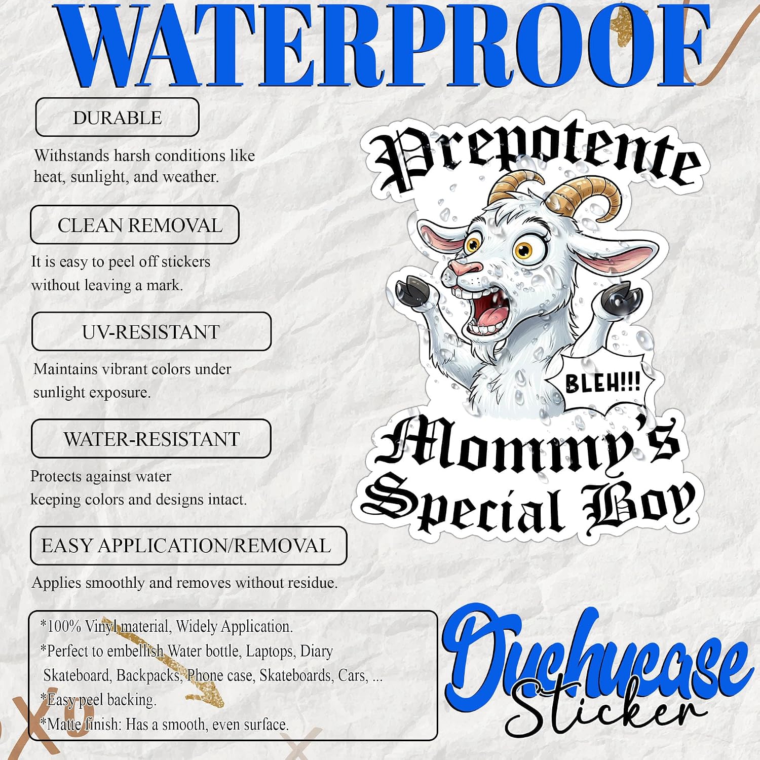 3 Pack Prepotente Pony Goat Sticker Funny Screaming Goat 2" - "Mommy's Special Boy & Prepotente Waterproof Vinyl Decal - Chaotic Animal Meme Gift for Laptop Water Bottle - LitRPG Fantasy Book Fan image 3