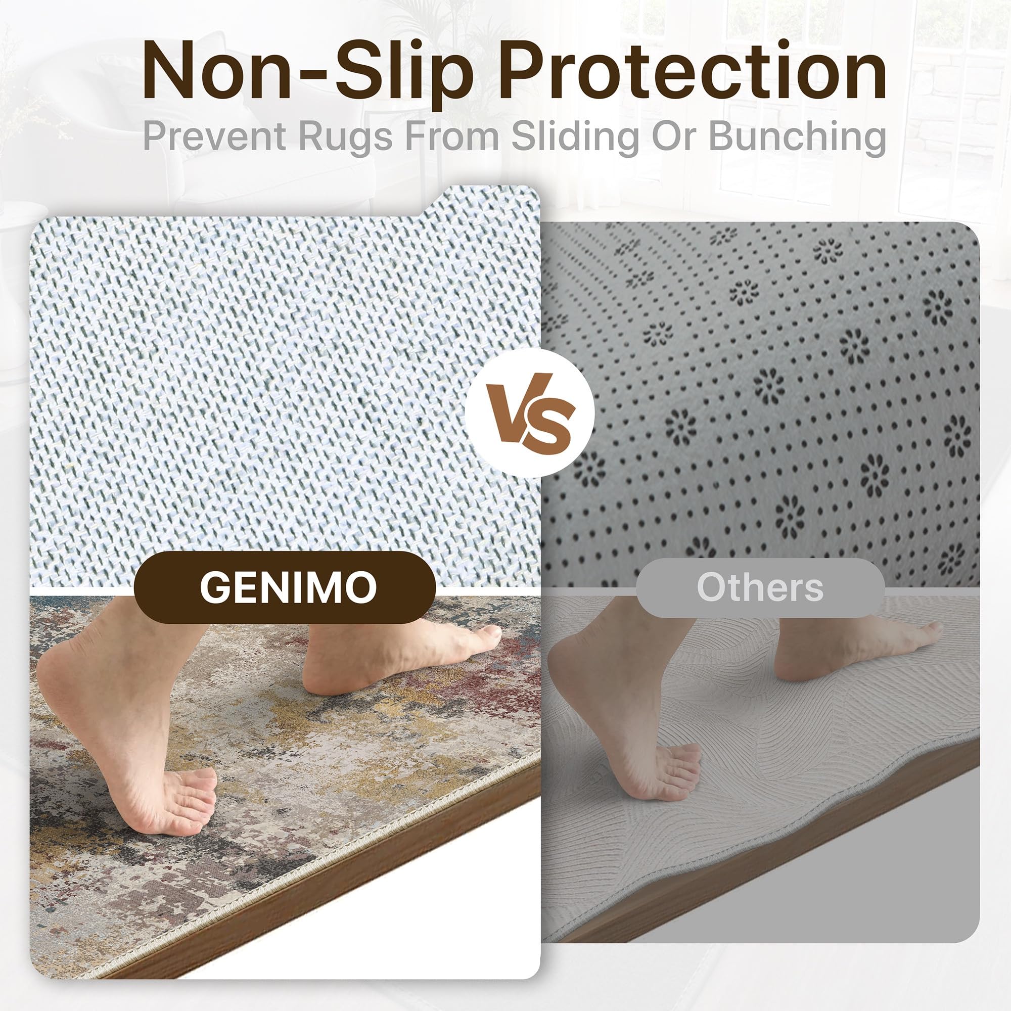 GENIMO - Tappeto Antiscivolo Moderno Astratto - 120x170cm - Corto Pile - Per Ambienti Eleganti e Comfort - Perfetto per Soggiorno - Arancione Blu