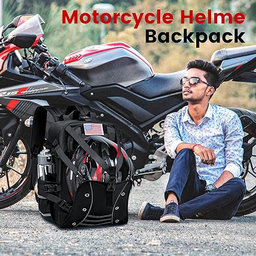 Miniatura 6 de Mochila para Motocicleta con Funda para Casco, Mochila Impermeable de Gran Capacidad para Hombres, Bolsa de Almacenamiento para Accesorios de