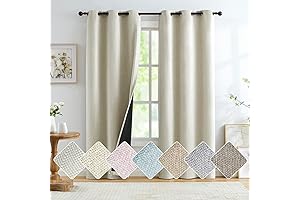 Natural Beige Burlap Blackout Curtains - 63 Inches Long