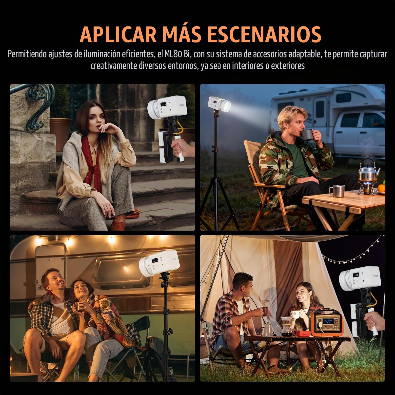GODOX ML80Bi - Luz LED de Video con batería Bicolor 2800-6500K CRI/TLCI 96+, Sistema magnético de Montaje rápido, 11 Efectos FX, atenuación 0-100% para luz de videorgrafía para vlogging y filmación