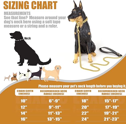 Miniatura 2 de Collar de cadena para perro, collar de cadena de oro de 0.555 pulgadas con eslabones cubanos de 0.55 pulgadas, con hebilla de cierre segura, cadena