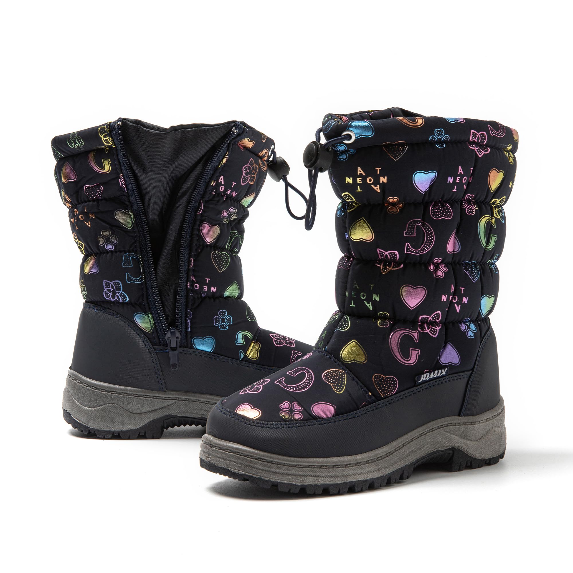 JOMIX Bottes de Neige Enfant Fermeture éclair Bottines Fourrure Fille Garçon Chaussures d'hiver pour Enfants Chaude Antidérapante