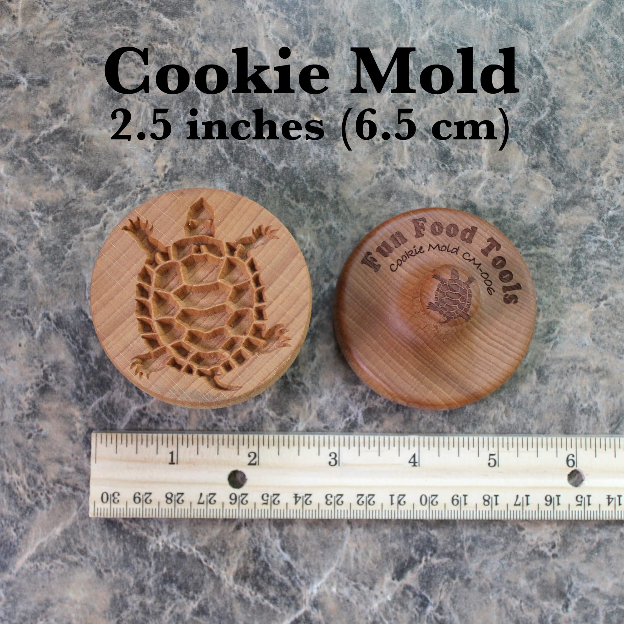 Sello de madera de la galleta, 2.5 pulgadas (tortuga CS-006)