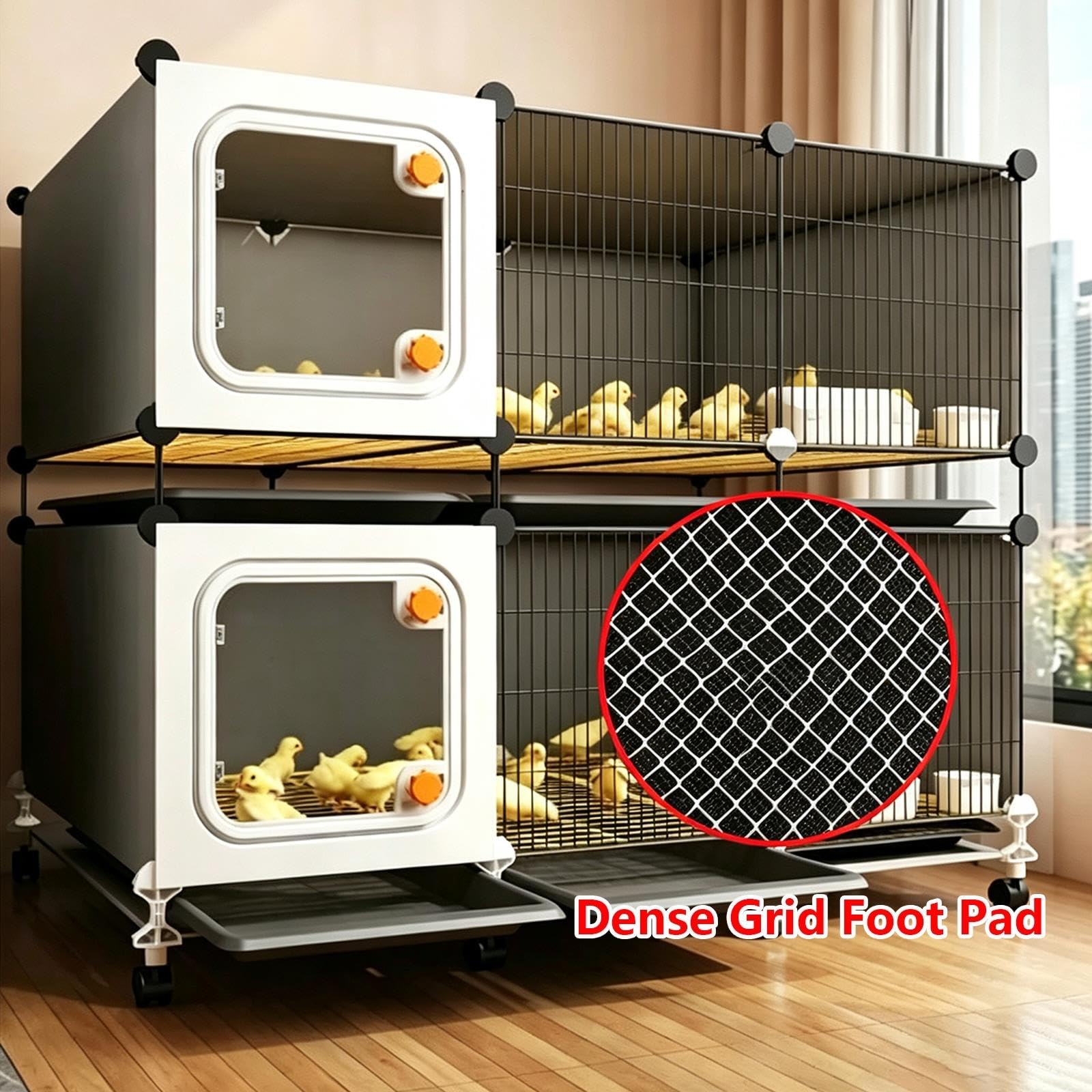 Pollaio A Due Livelli Con Maglia Da 1,5 Cm, Gabbia Per Quaglie E Pulcini