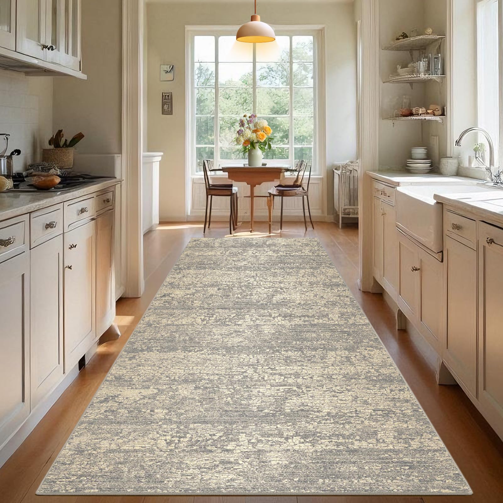 Teppich Läufer Flur 50 x 300 cm KüchenTeppich Waschbar Teppich rutschfest Küchenläufer Korridor läufer Flur Küche, Waschküche, Balkon Beige