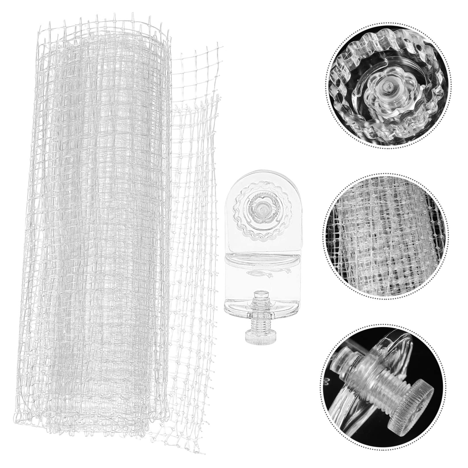 TEHAUX Couvercle D'Aquarium Filet Anti-Saut Transparent, Filet De Protection Ajustable Et DéCoupable, Accessoire Pratique pour Aquarium, EmpêChe Les Poissons De Sauter Et ProtèGe Contre Les Chats