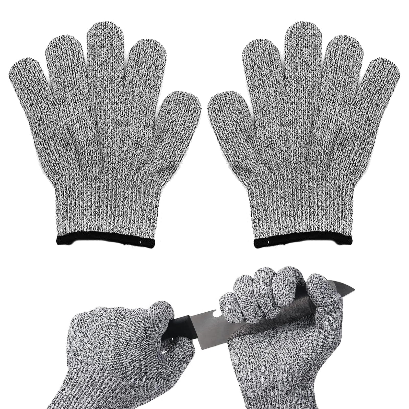 2 Paire Gants Anti Coupure,Confort Gants De Travail Extensibles,Gants De Travail,Pour Cuisine Huitre Viande Couper Et éplucher Sculpture Jardinage (M, Adultes)