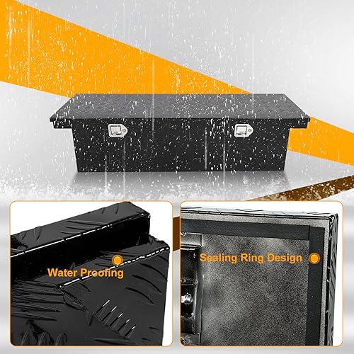 Miniatura 5 de Caja de herramientas cruzada de 14 pulgadas de alto x 20 pulgadas de profundidad x 60 pulgadas de largo, caja de almacenamiento de aluminio negra