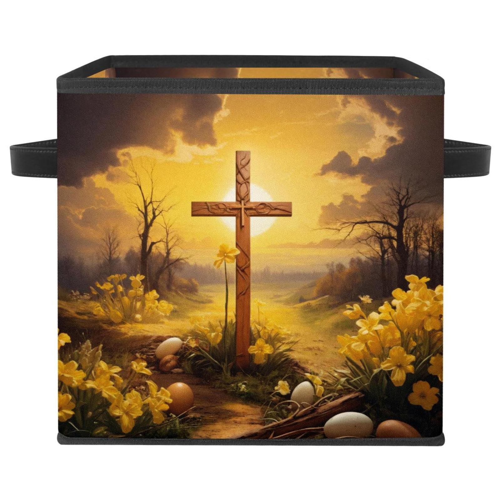 Panier de rangement pour organiser la maison sans effort, croix jaune de Pâques