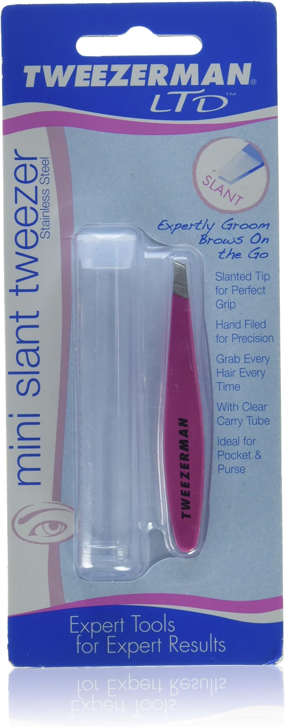 Tweezerman Mini Slant Tweezer, 0.65 Ounce (Colors May Vary)