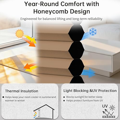 Miniatura 3 de Changshade Persianas Opacas, Persianas Celulares Sin Cordón, Persianas Opacas de Panal, Persianas Oscurecedoras de Habitación, Persianas de Ventana