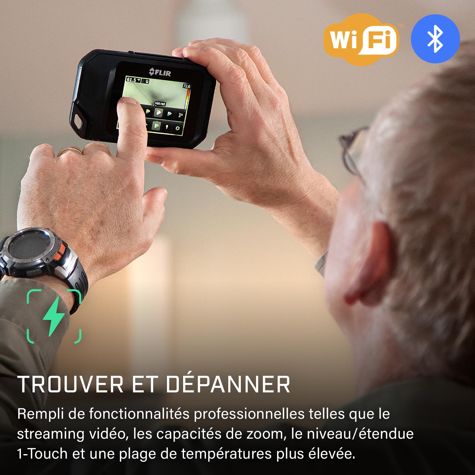 FLIR C5 Caméra Thermique Compacte Avec Wi-Fi: Imageur Infrarouge Haute Résolution Pour Applications D'Inspection, Électriques/Mécaniques, De Construction Et De CVC