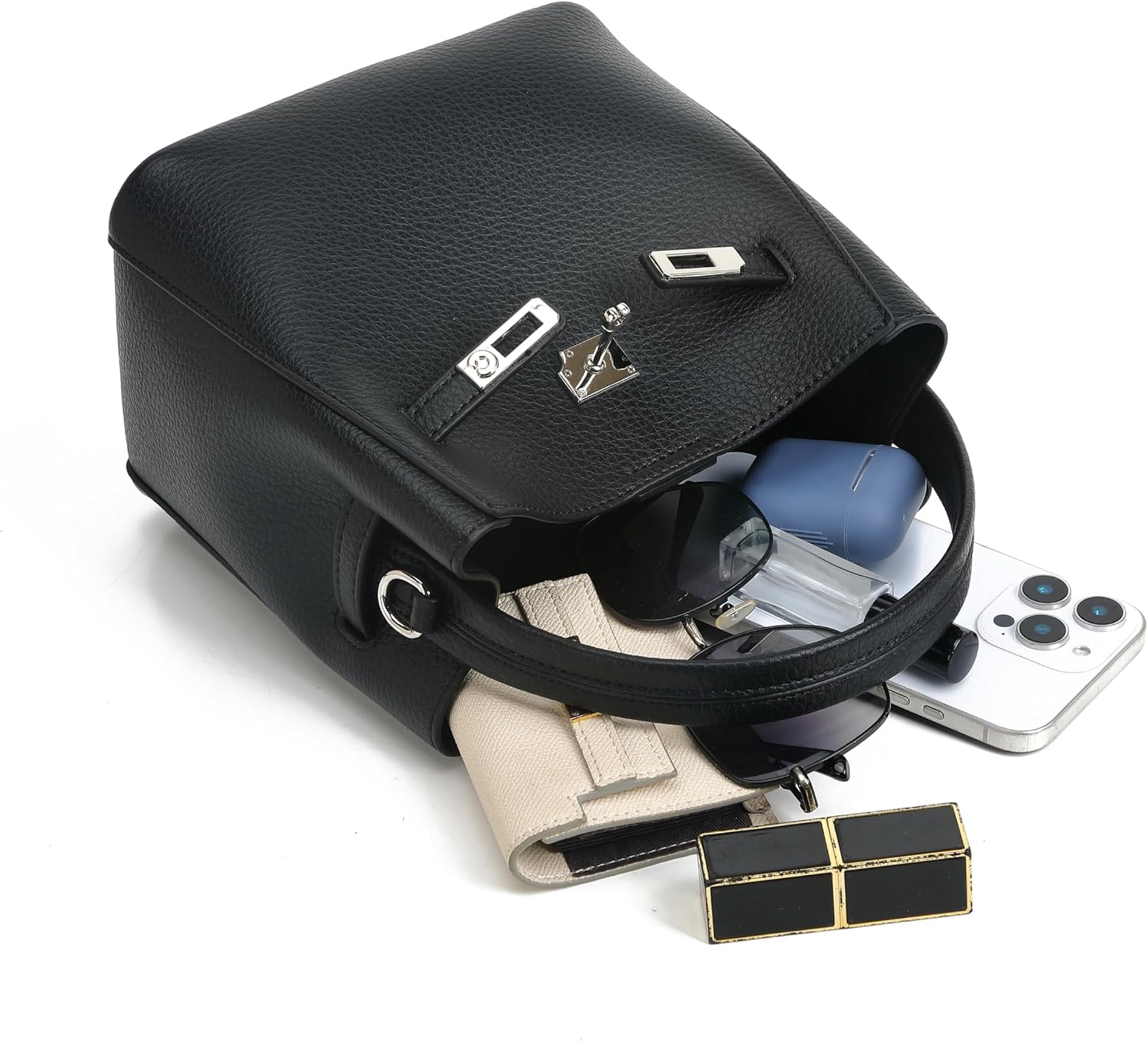 Ladies' wallet, light luxury bucket bag, lychee patterned handbag, high-end sense, one shoulder versatile crossbody bag