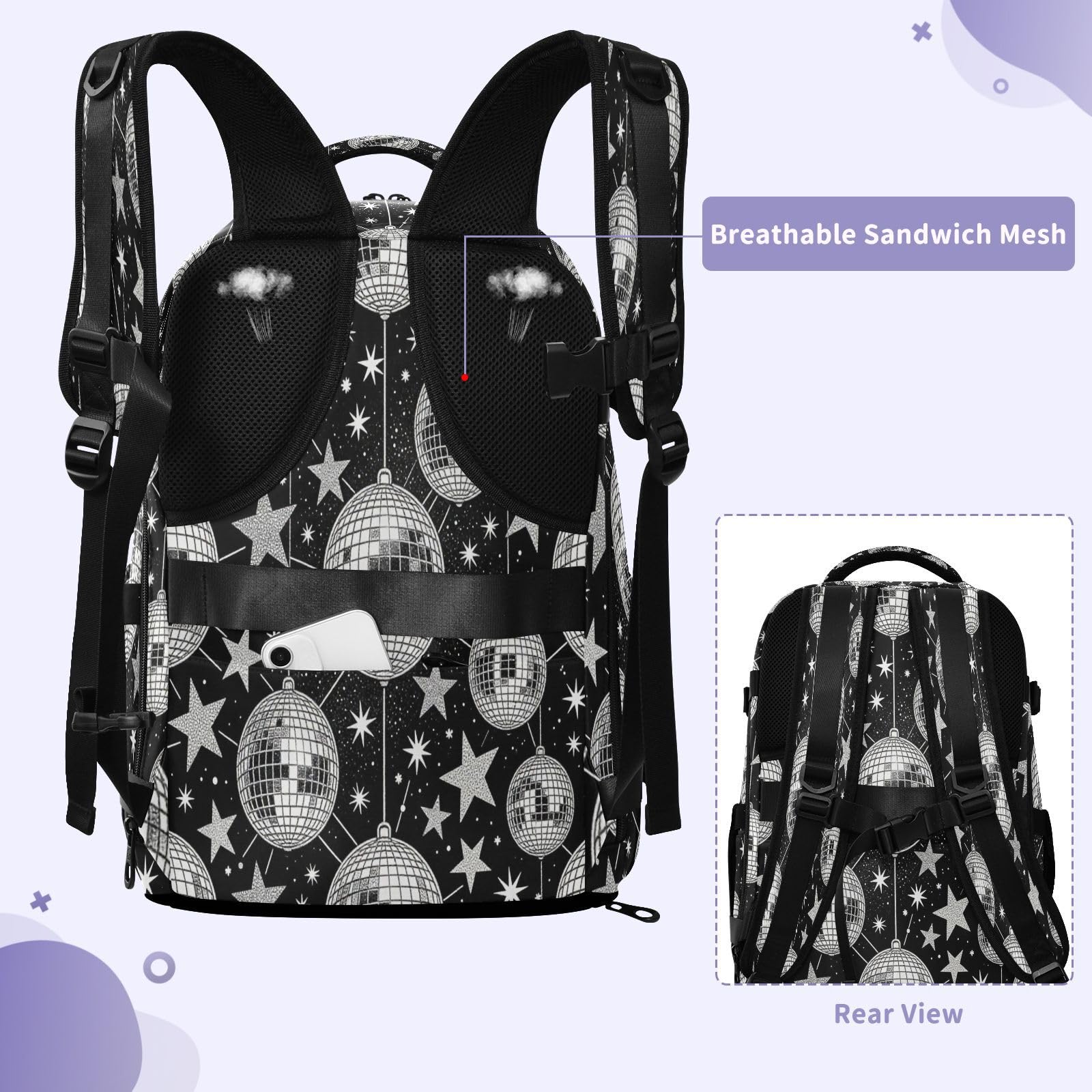 Plecak podróżny Osobisty Przedmiot Torba podróżna Dla Kobiet Praca 20L | Czysty design torba dla nauczyciela witraż gwiazdy przedmiot osobisty torba podróżna do samolotów bolsones para hombres 20L