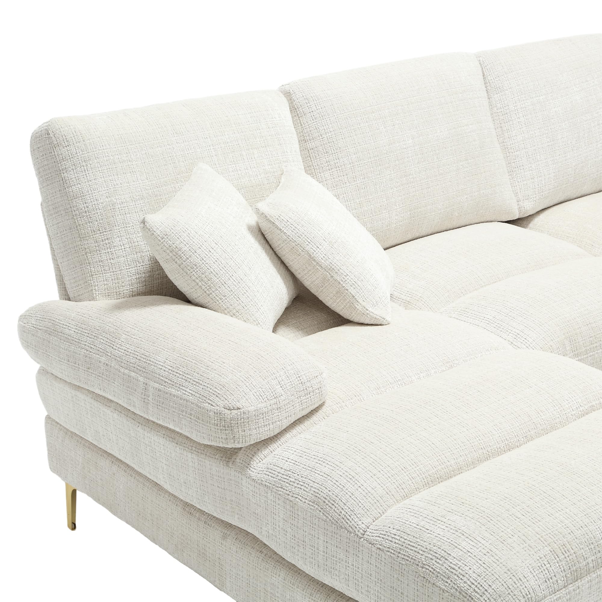 Lubvtti Sofá Moderno Grande de Chenilla en Forma de U con Asientos Dobles reclinables, sofá de Esquina, sofá 4 plazas para Sala de Estar/Dormitorio, Beige