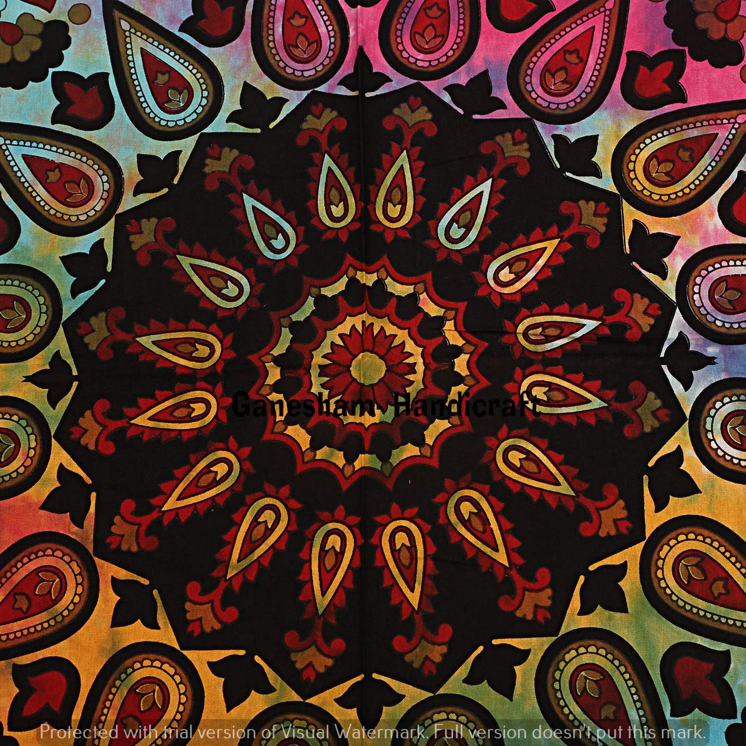 KLAVATE Indian Hippie Gypsy Home Decor Tapestry Boho Quilt Cover Throw Blanket Cotton Reversible Queen Tie & Die Mandala Duvet Cover Comforter Set (Multicolor) (Multi) (Multi)