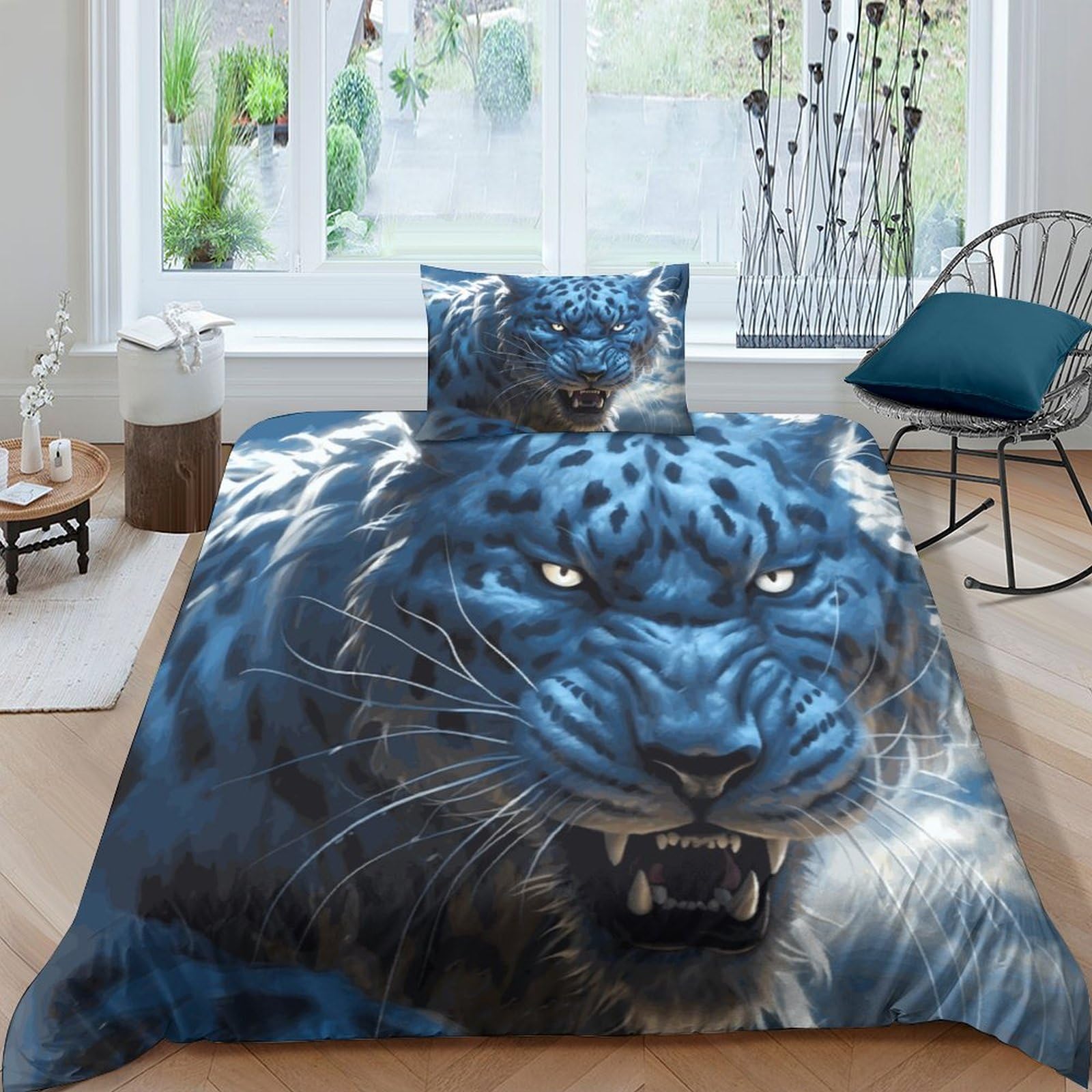 Housse de couette tigre imprimé 3D avec fermeture à glissière invisible
