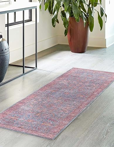 Miniatura 4 de Unique Loom Mangata Collection - Alfombra de área - Morgan (Runner 2' 0" x 7' 10", azul antiguogris)