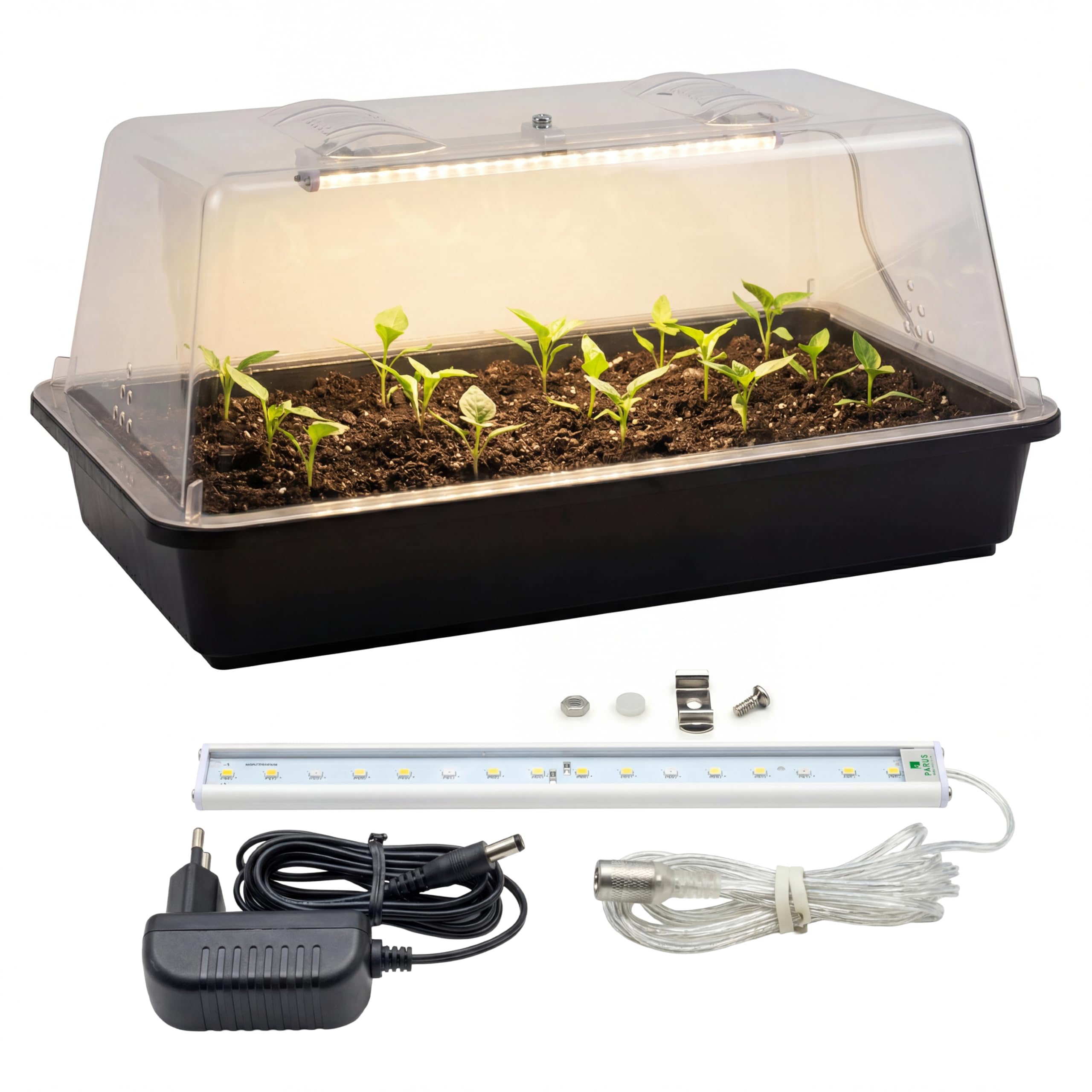 Romberg Lumio M LED Serre très Stable, avec Ventilation et éclairage LED pour Plantes, 38 x 24 x 19 cm, Anthracite