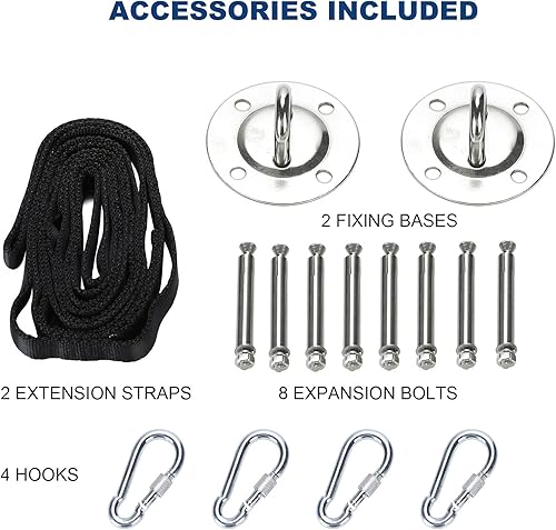 Miniatura 6 de ZELUS Aerial Yoga Swing Sling Strong Yoga Hammock Kit Set Trapeze Inversion Equipment Include 2 Extensions Straps and Ceiling Mounting Kit