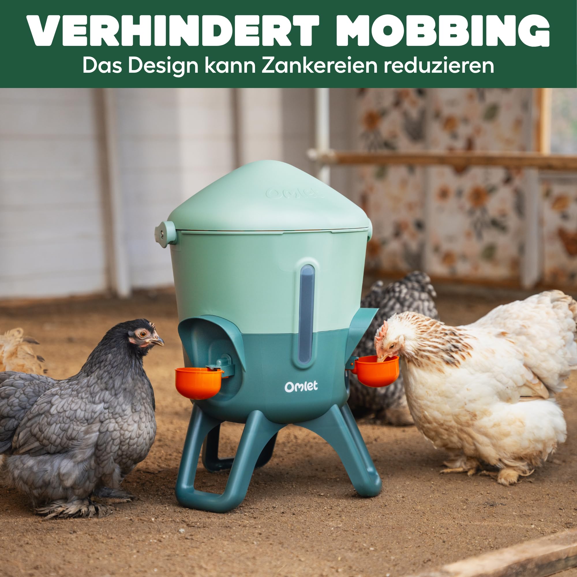 Omlet Isolierter Wasserspender für Hühner 5,5 Liter | Automatische Geflügeltränke für Hühner | Sauberes Trinkwasser | BPA-frei | Anti-Sitzkuppel | Schalen und Trinknippel inbegriffen | Salbeigrün