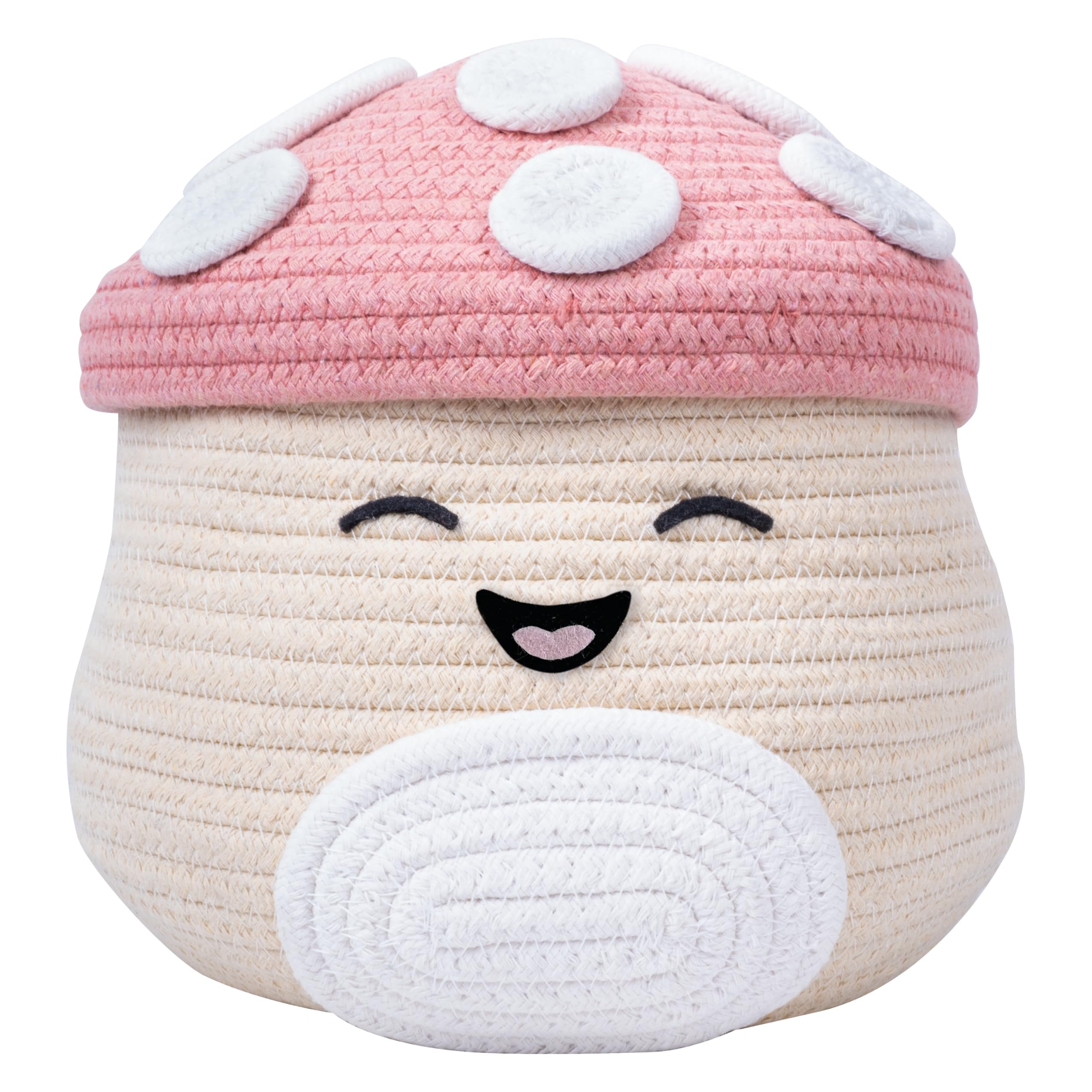 Fizz Creations Pink Squishmallows Malcolm The Mushroom Woven Storage Basket With Lid | 21.5 Cm Tall | Officially Licensed Squishmallows Merchandise. Mushroom Squishmallow.