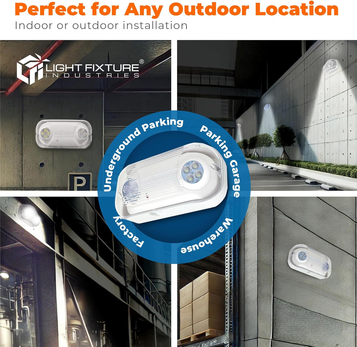 LFI Lights® Outdoor Emergency Light, UL 924 Listed, NEMA 4X Weatherproof with Battery Backup, Adjustable LED Heads, White Housing, ELWETLEDWBB (2)