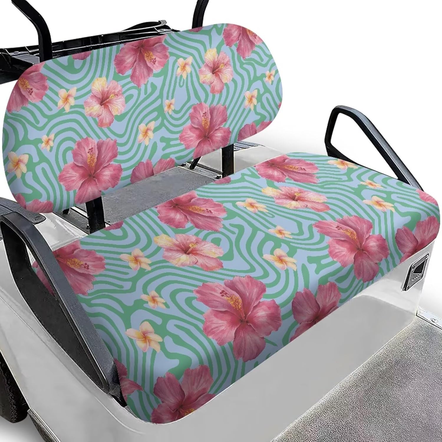 Suobstales Golf Cart Front and Rear Seat Cover Set for EZGO TXT RXV & Club Car DS 2 Passenger, Washable Bench Seat Covers Kit