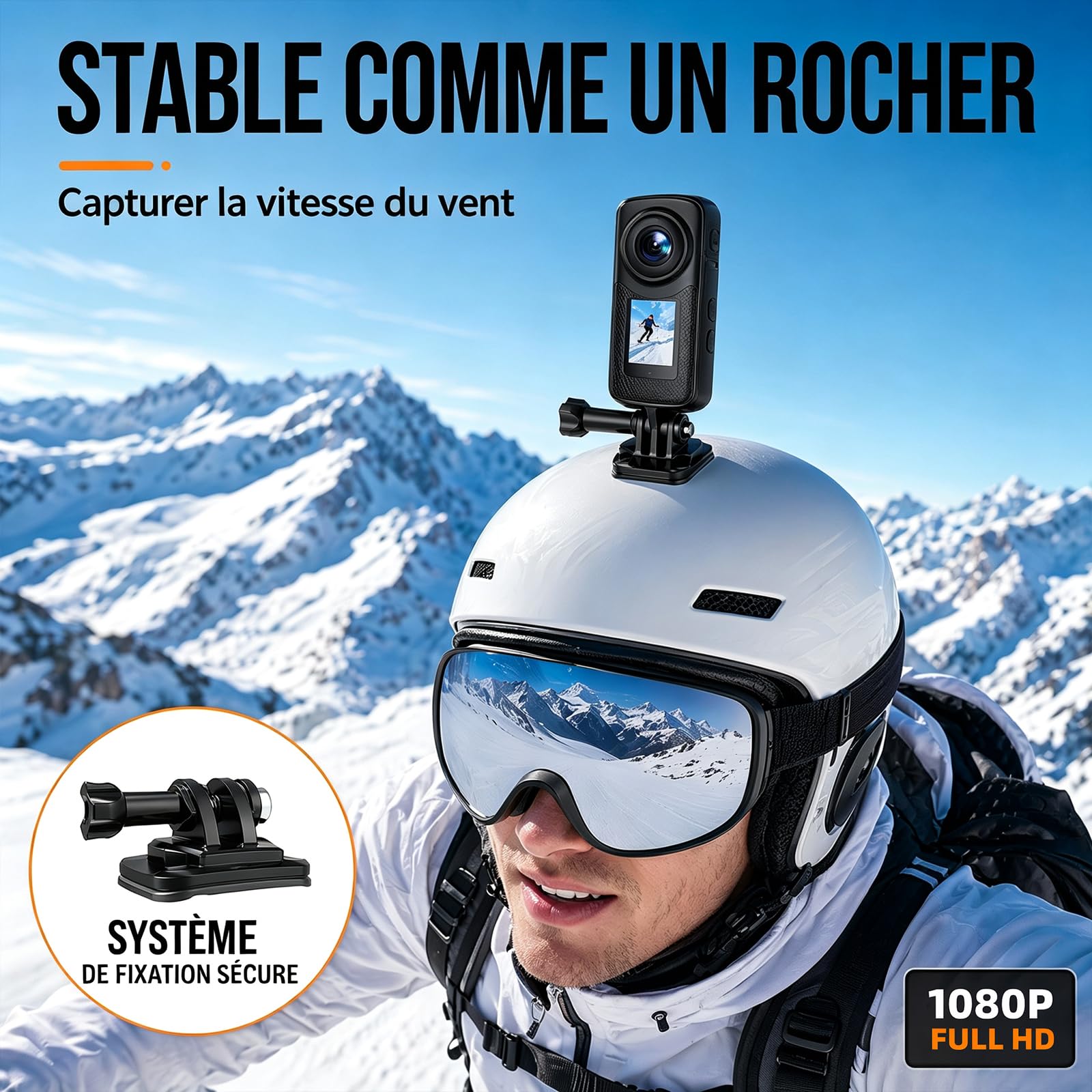 Caméra d'action magnétique portable 1080p HD avec objectif grand angle de 110 degrés et batterie de 1000 mAh pour promenades avec animaux de compagnie, travail, voyage, enregistrement en plein