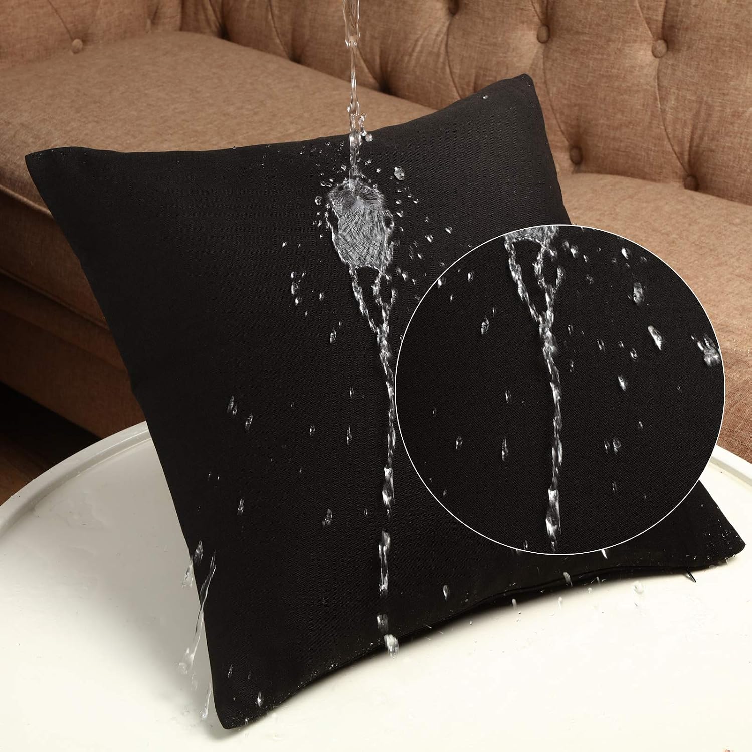 Boao 4 Pack Outdoor Throw Pillow Covers 18x18 Couch Patio,Black image 3