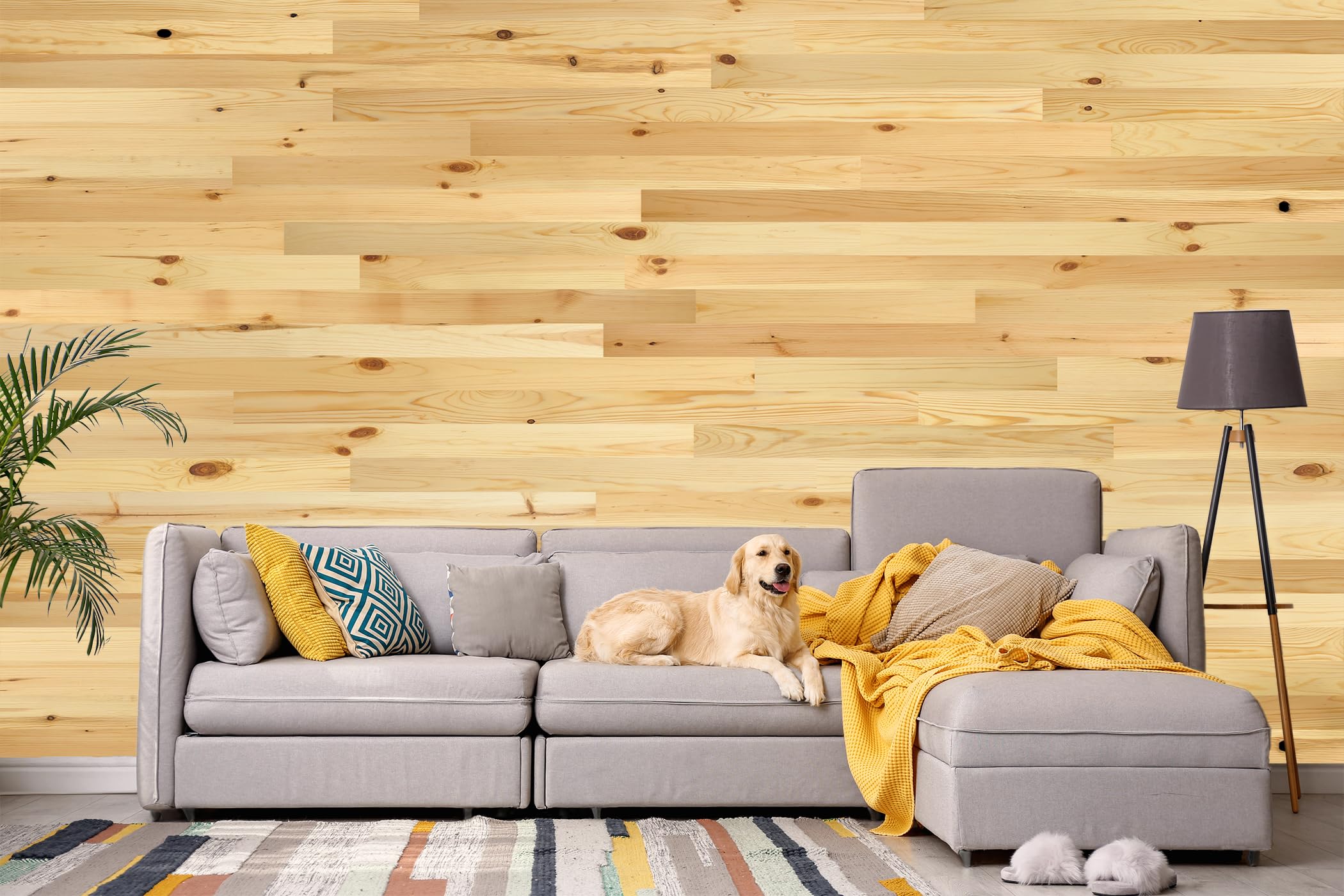 TIMBERCHiC 100% Wood Wall Planks - Made in USA - Peel-and-Stick Wall Panels for Interior Decor - Premium Smooth Finish - DIY Adhesive Wall Panels, Baxter Blonde (4" x 10 Sq Ft)