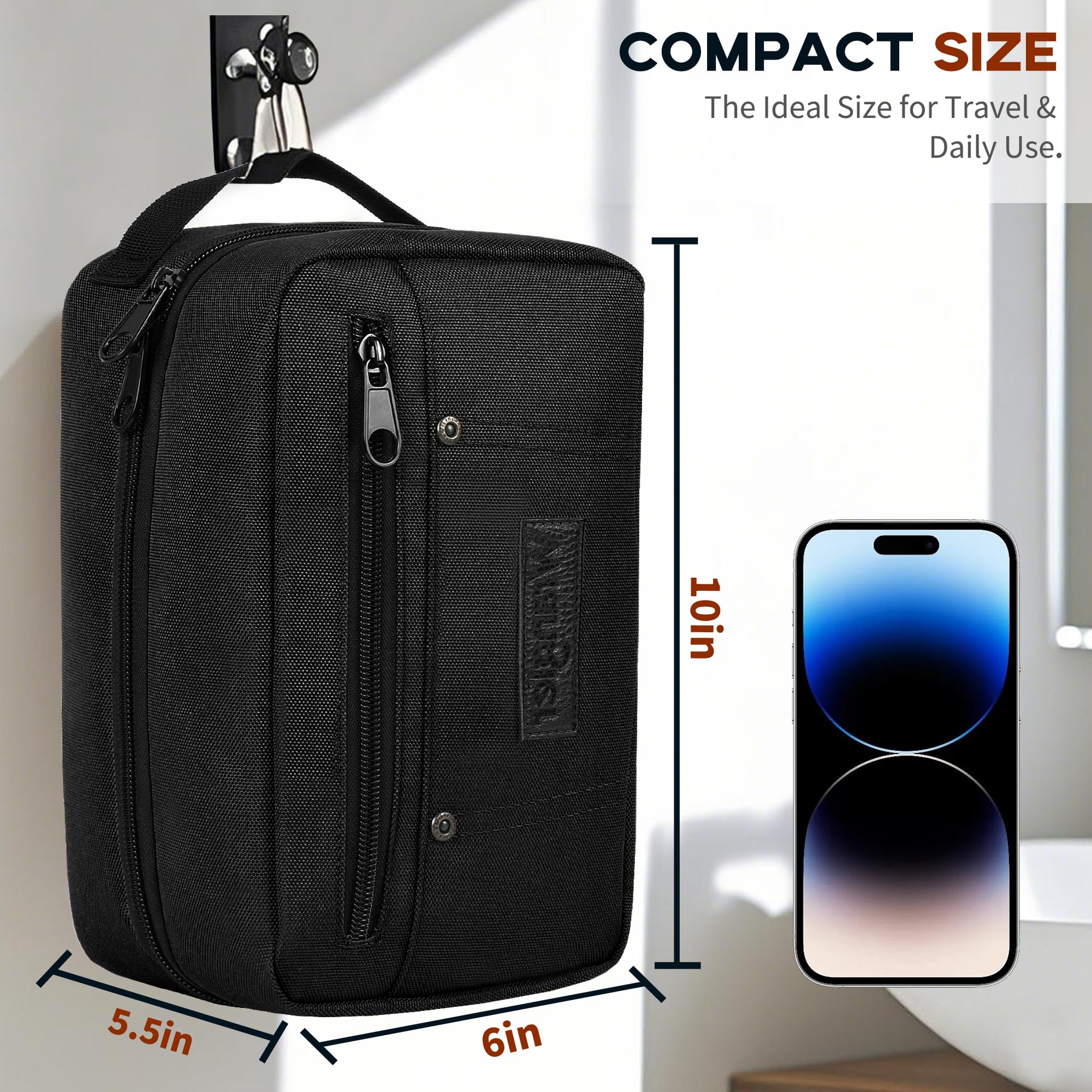 Wrangler Beauty case da uomo, kit da viaggio per rasatura Dopp, kit tecnico in tessuto Oxford, organizer da bagno, regali per uomini