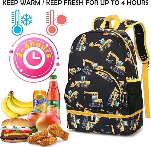 Miniatura 7 de LEDAOU Mochila de almuerzo para niños mochilas con compartimento para el almuerzo bolsa de almuerzo aislada para niños y niñas bolsa de almuerzo
