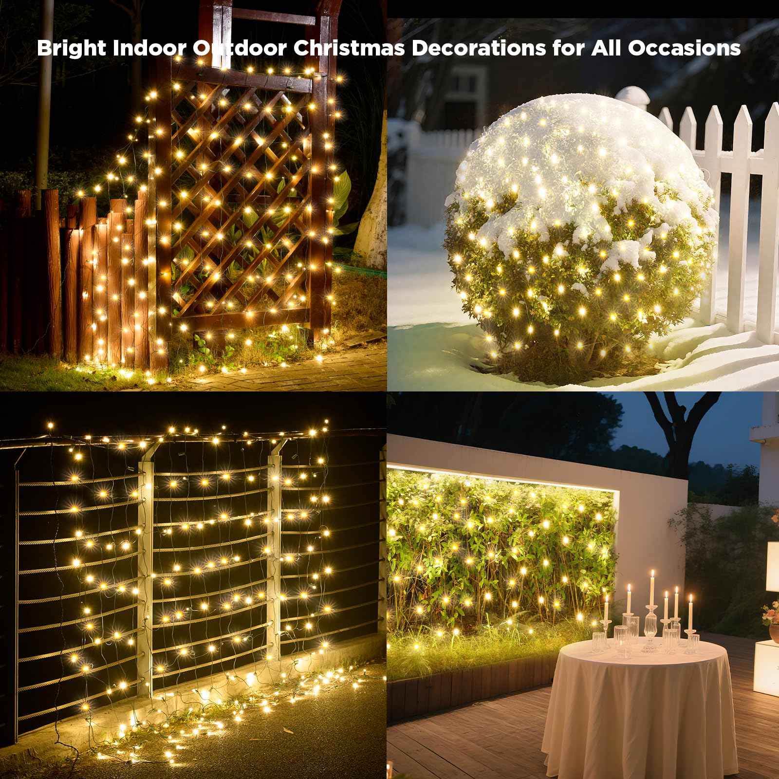 KiflyTooin Red de luces LED de Navidad para exteriores, iluminación de red de Navidad con 200 luces LED de 9 x 6 pies, luz de red de malla para interiores y exteriores, para árboles de Navidad