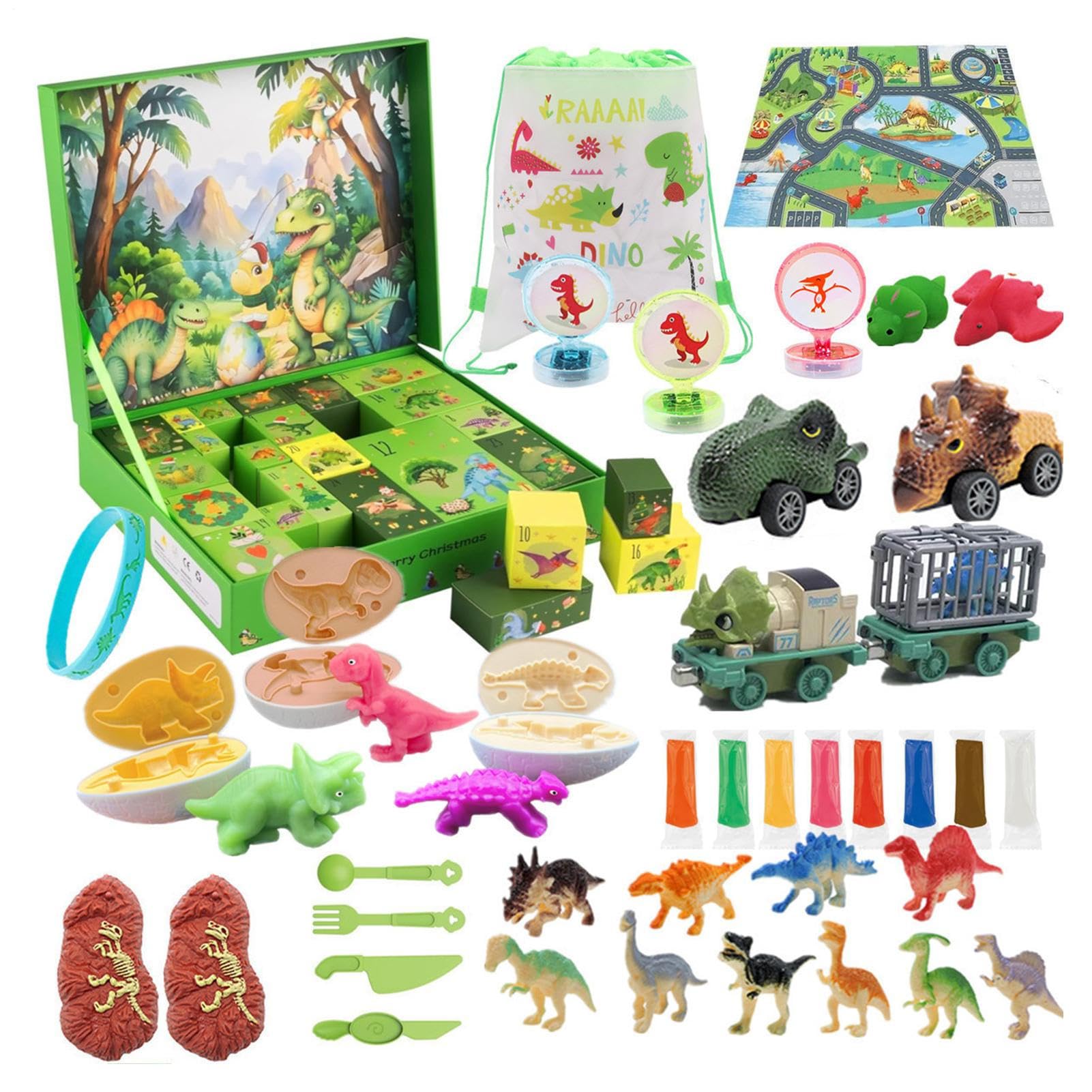 Calendario de Adviento de Navidad Dinosaurio 2025 Modelo de Coche 24 Días | Calendario de Adviento de Juguete de Coche para Niños Para Niños Y Niñas Sala De Estar Dormitorio Actividad Familiar