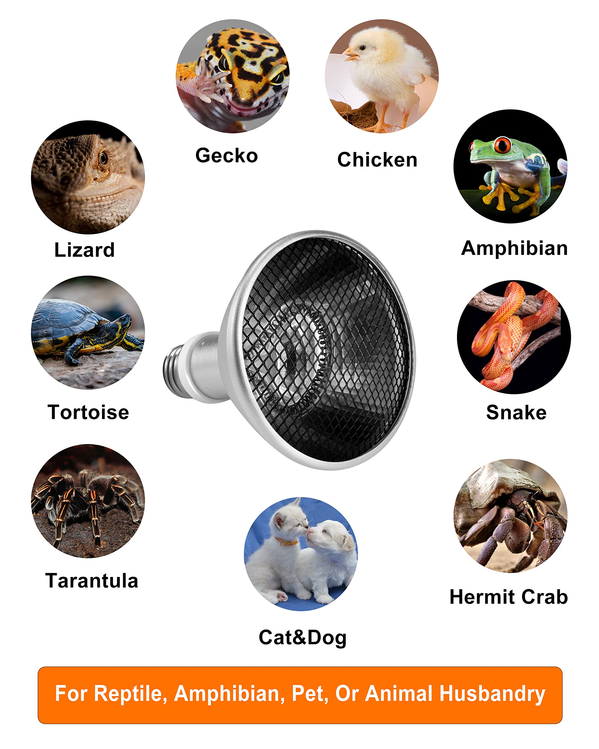 Deep Heat Projector - DHP 130W Infrared Reptile Heat Lamp Bulbs for Turtle Light Bearded Dragon Chicken Lizard Leopard Gecko Snake - image 4