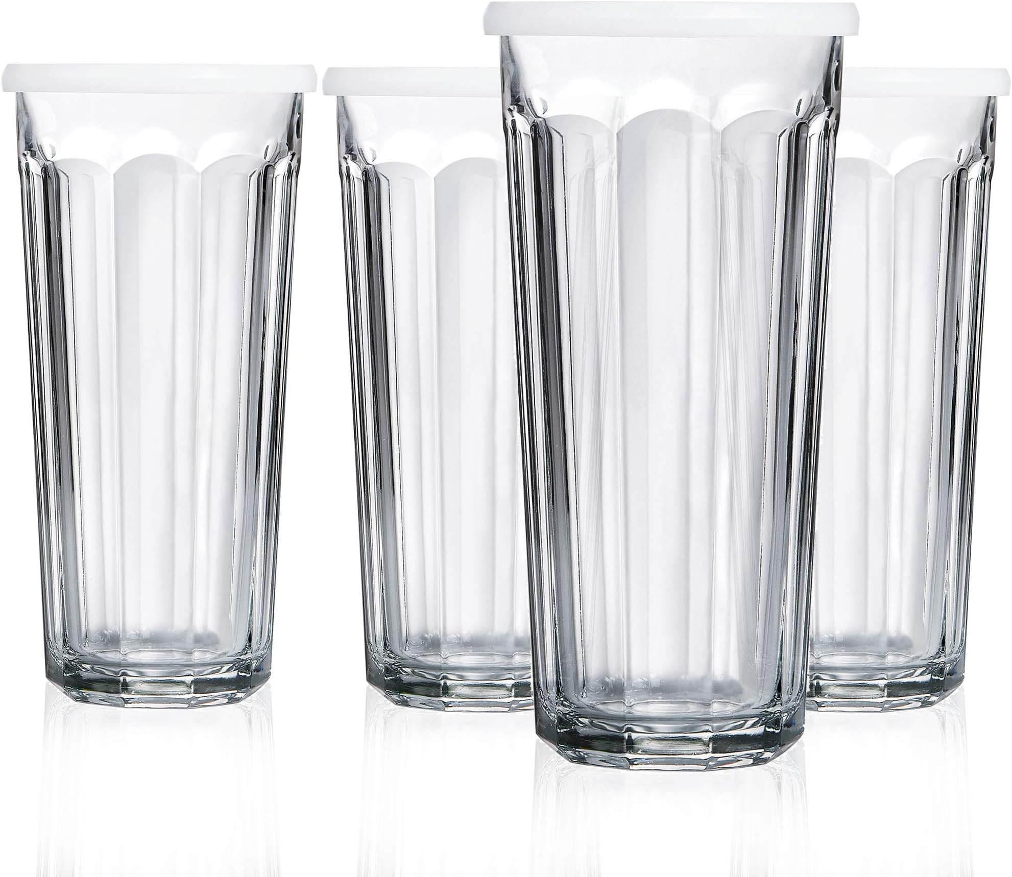 Luminarc Working 23 Ounce Glasses and 4 Lids, Set of 4, Clear (N7595)