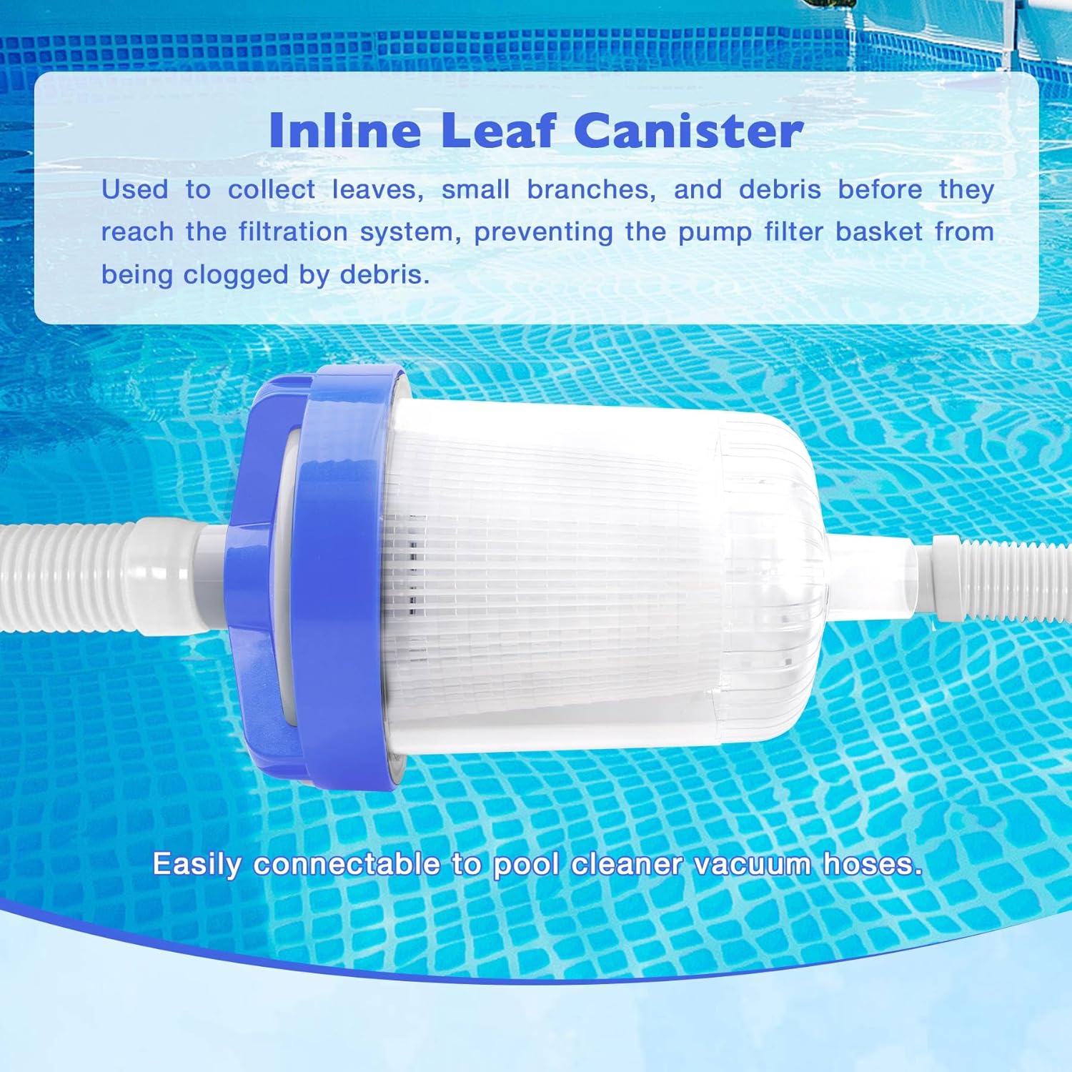 ATRACYPART Inline Leaf Catcher Canister for Pool Vacuum Compatible with Hayward W560 PoolVac Navigator Standard, Durable Leaf Trap Filter with White Basket, 5 Pcs Skimmer Socks